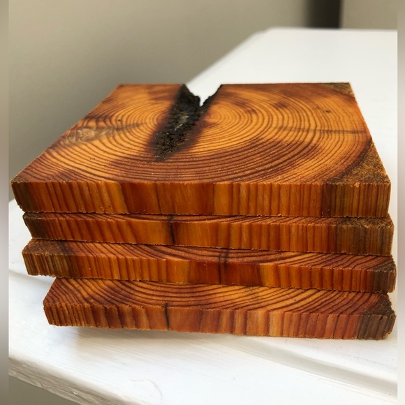 NEW Hand Crafted Rustic Wood Coaster Set - Picture 4 of 7